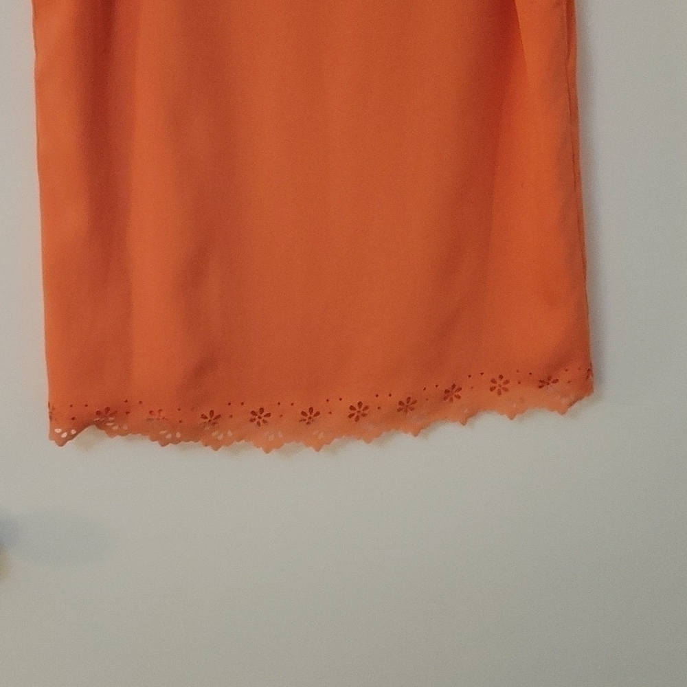 π
ΊANTONIO MELANI Peach Floral Cutout Cap Sleeve Babydoll Blouse Small - Picture 5 of 9